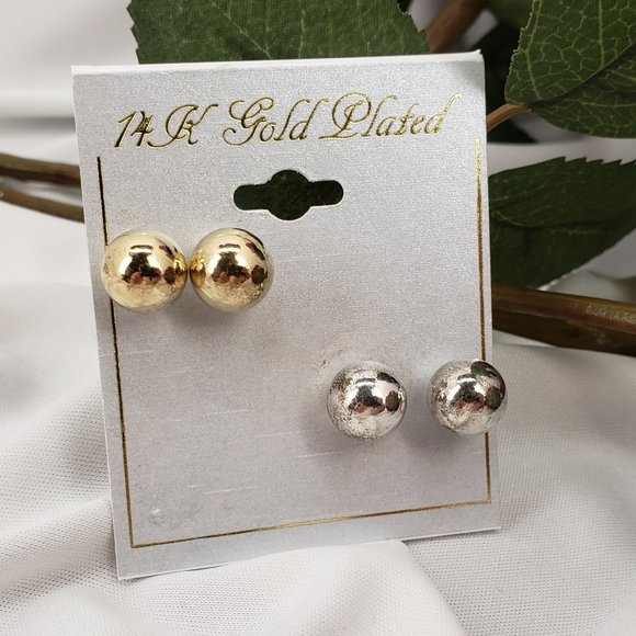 Silver & Gold Ball Post Studs NWT